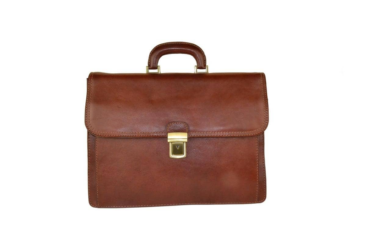 Unisex leather briefcase made in italy
