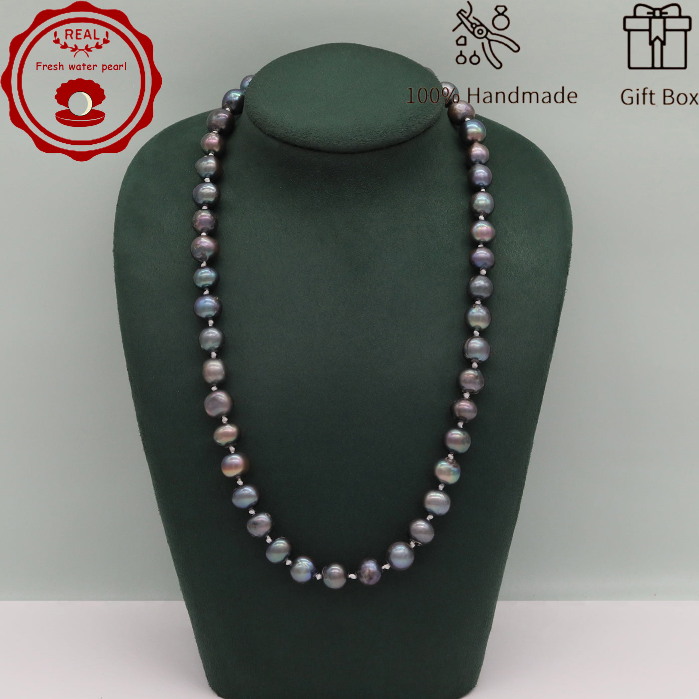 Handmade Freshwater Pearl Necklace for men and women Classic Vintage 20 year Old Large Old Pearl 17.7inch long Freshwater Pearl necklace Ideal for Valentine's Day gifts【NK-XL2501-Purple-02】