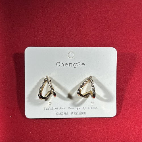 Open wings gold and rhinestone earring