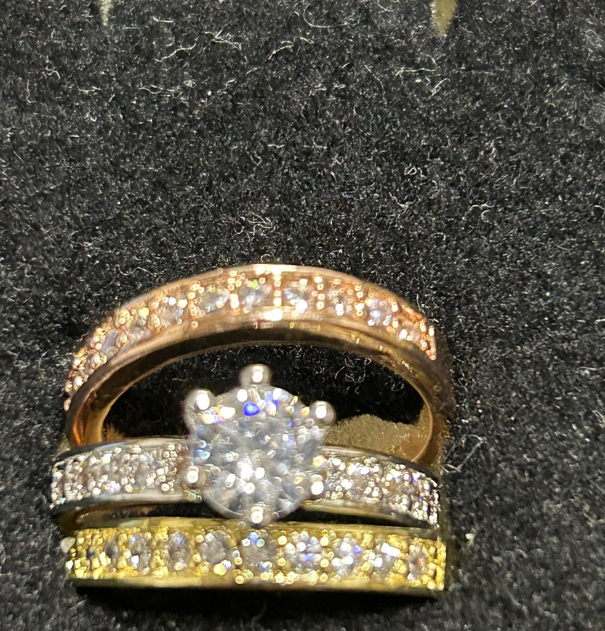 Wholesale Women's Fashion Rings - Three-Tone Stack