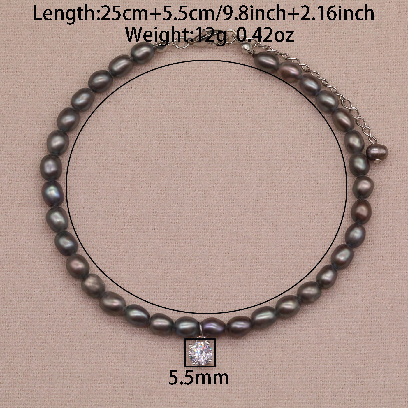Exquisite Fresh Water Pearl with Zircon Necklace Earrings Bracelet Anklet Four piece Set Luxurious Elegant Zircon Fresh Water Pearl set ideal for Christmas, Valentine's Day and Thanksgiving gifts, suitable for everyday, wedding and birthday