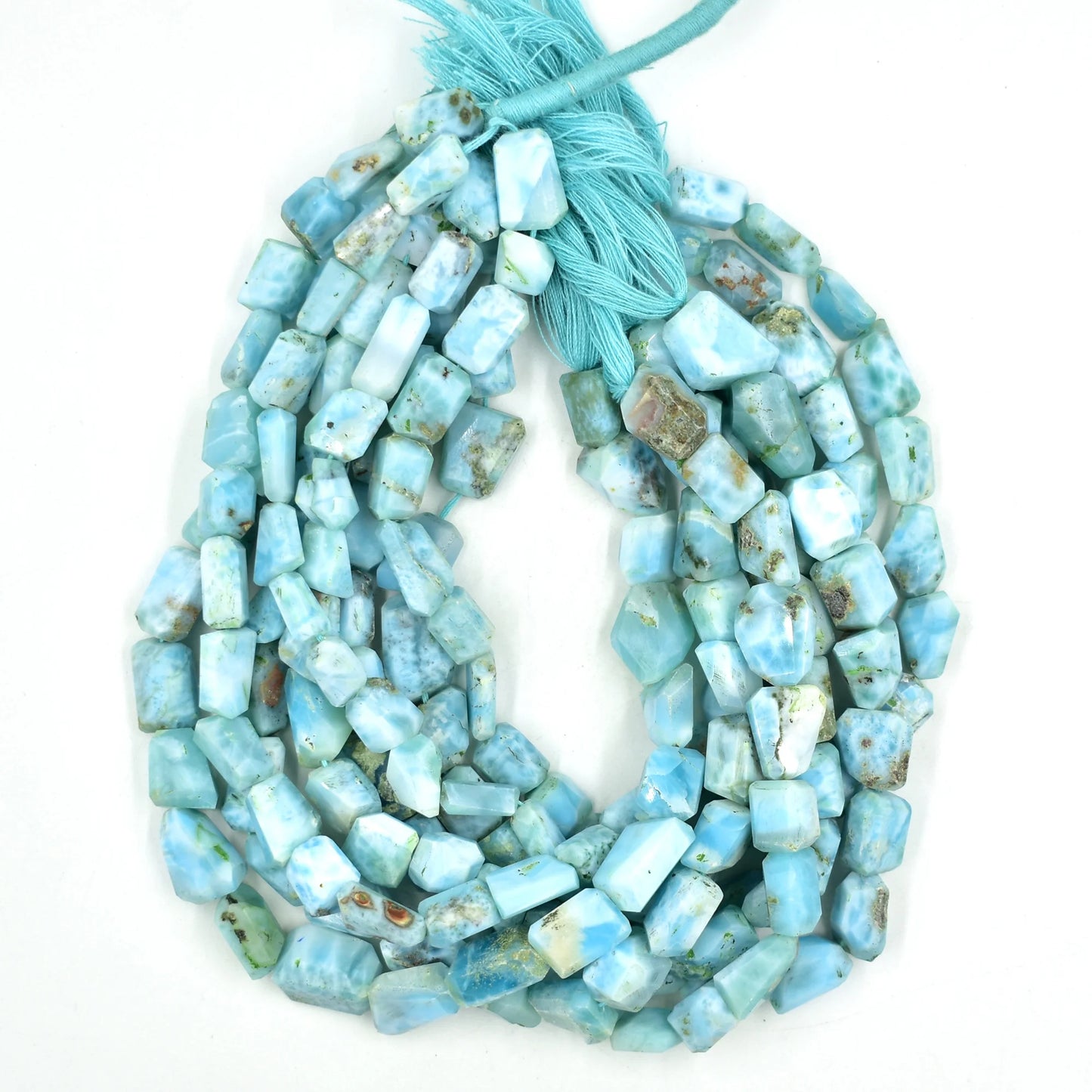 Larimar Raw Nuggets Shape Beads Strand, Faceted Loose Gemstone For Making Necklace