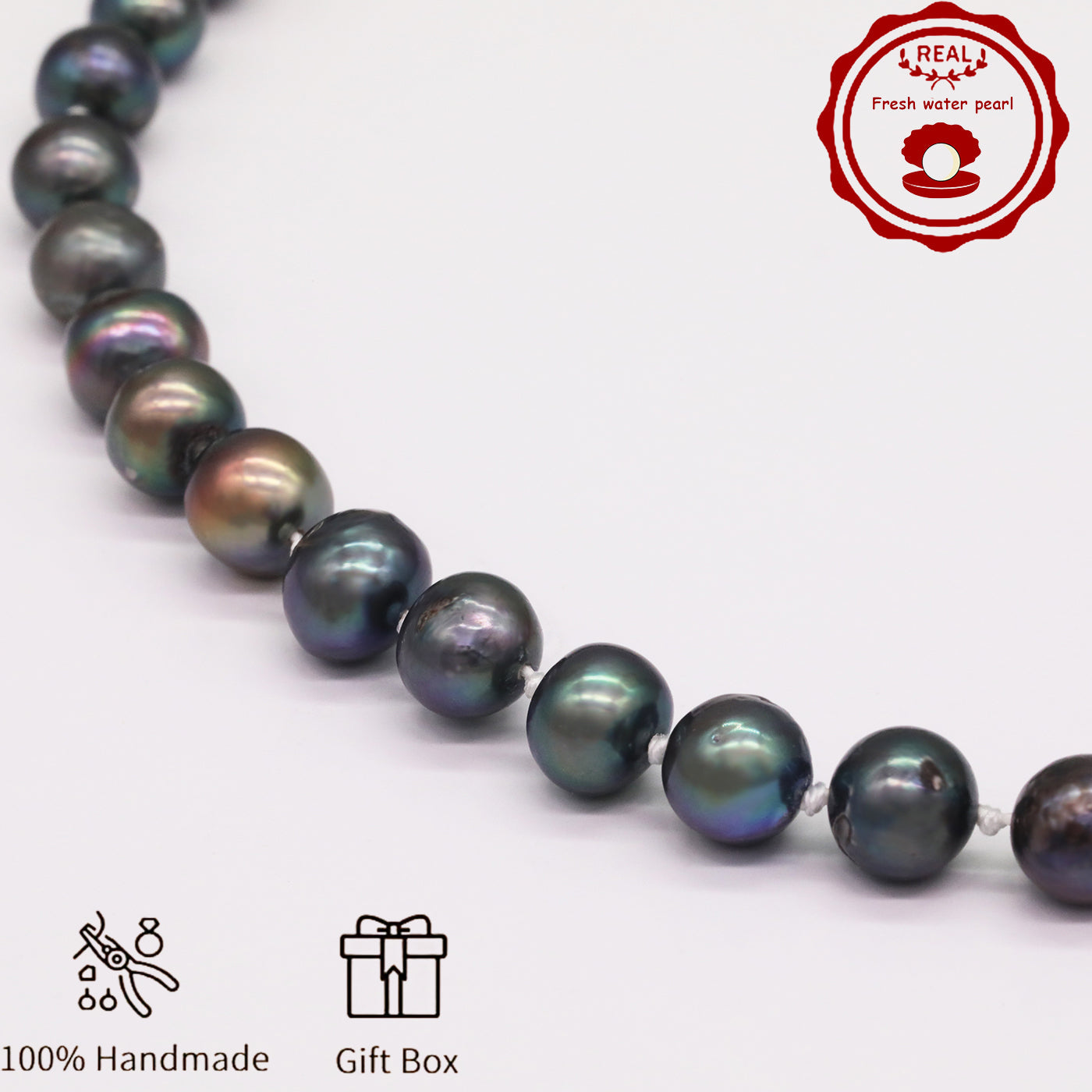 Handmade Freshwater Pearl Necklace for men and women Classic Vintage 20 year Old Large Old Pearl 17.7inch long Freshwater Pearl necklace Ideal for Valentine's Day gifts【NK-XL2501-Purple-02】