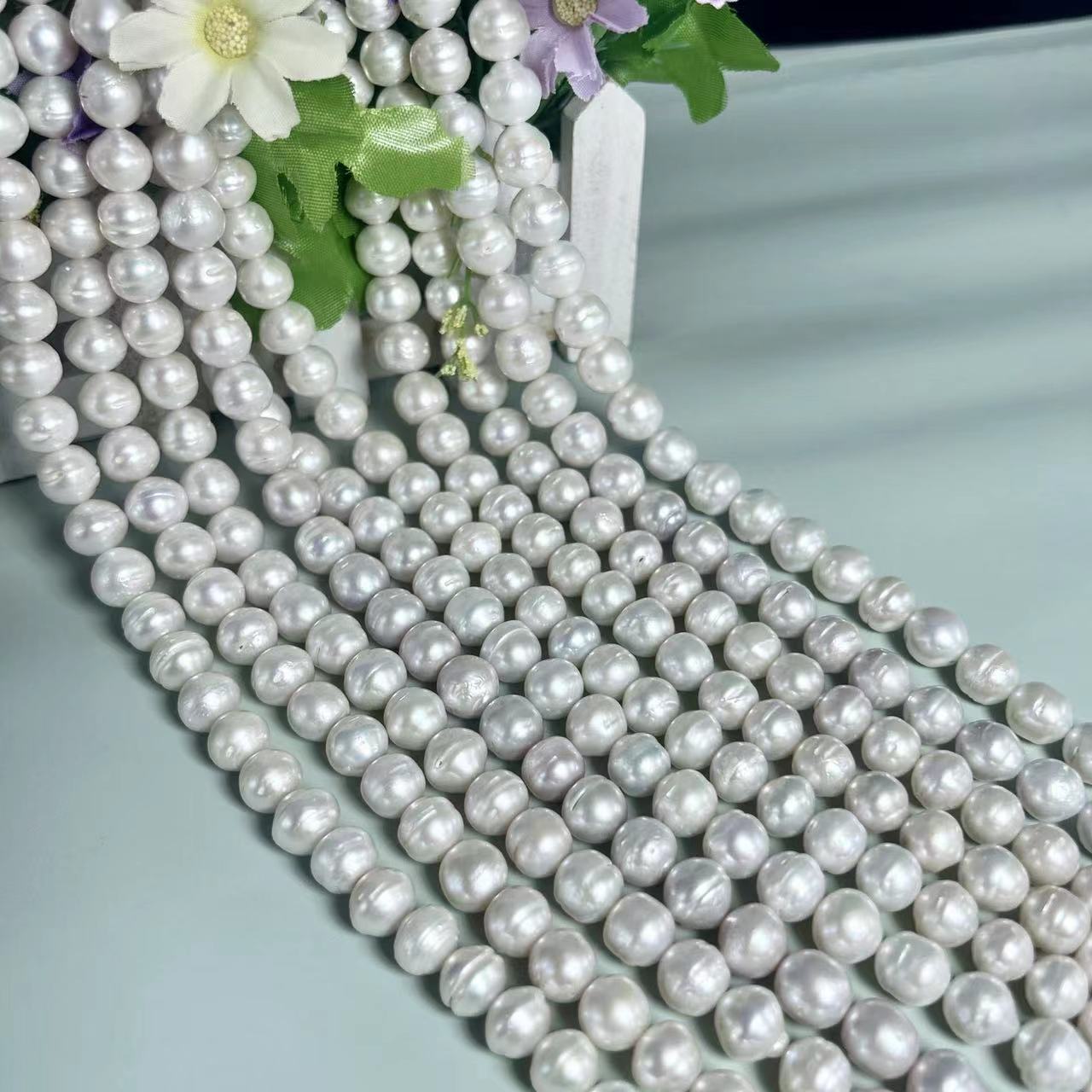 Elegant freshwater pearl necklace S925 silver, Baroque round pearls, vintage luxury, fashion accessories, June Birthstone, the perfect gift for everyday parties, Valentine's Day 【NK-XL2501-White-04】