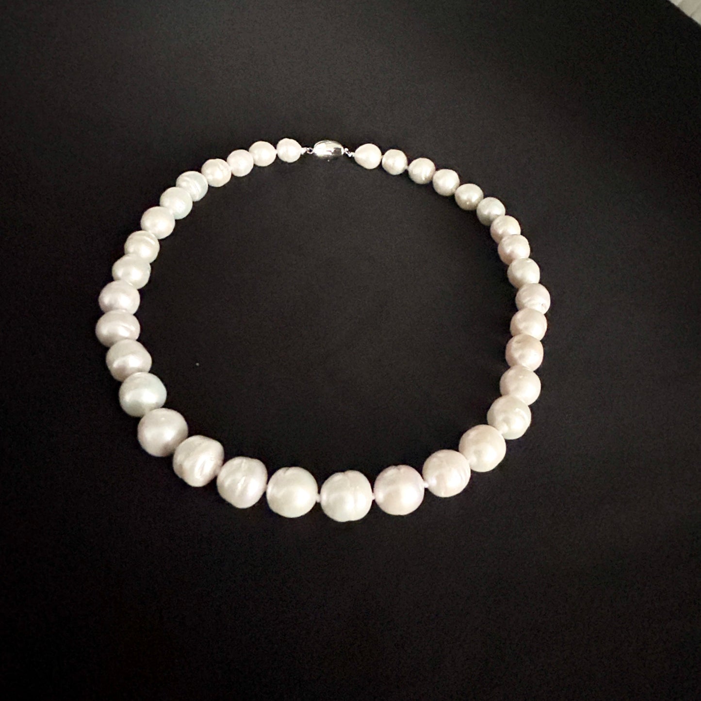 Elegant freshwater pearl necklace S925 silver, Baroque round pearls, vintage luxury, fashion accessories, June Birthstone, the perfect gift for everyday parties, Valentine's Day 【NK-XL2501-White-04】