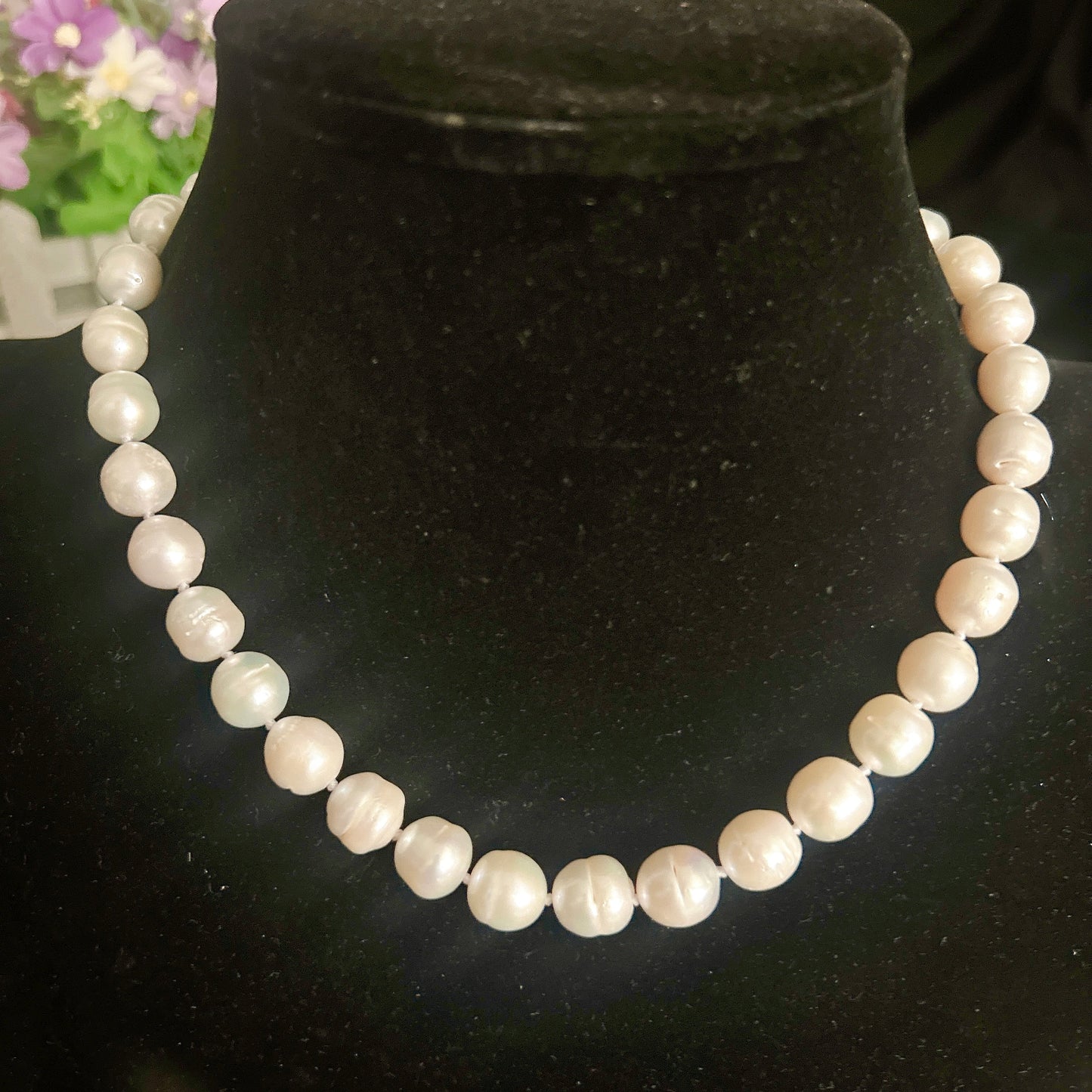 Elegant freshwater pearl necklace S925 silver, Baroque round pearls, vintage luxury, fashion accessories, June Birthstone, the perfect gift for everyday parties, Valentine's Day 【NK-XL2501-White-04】
