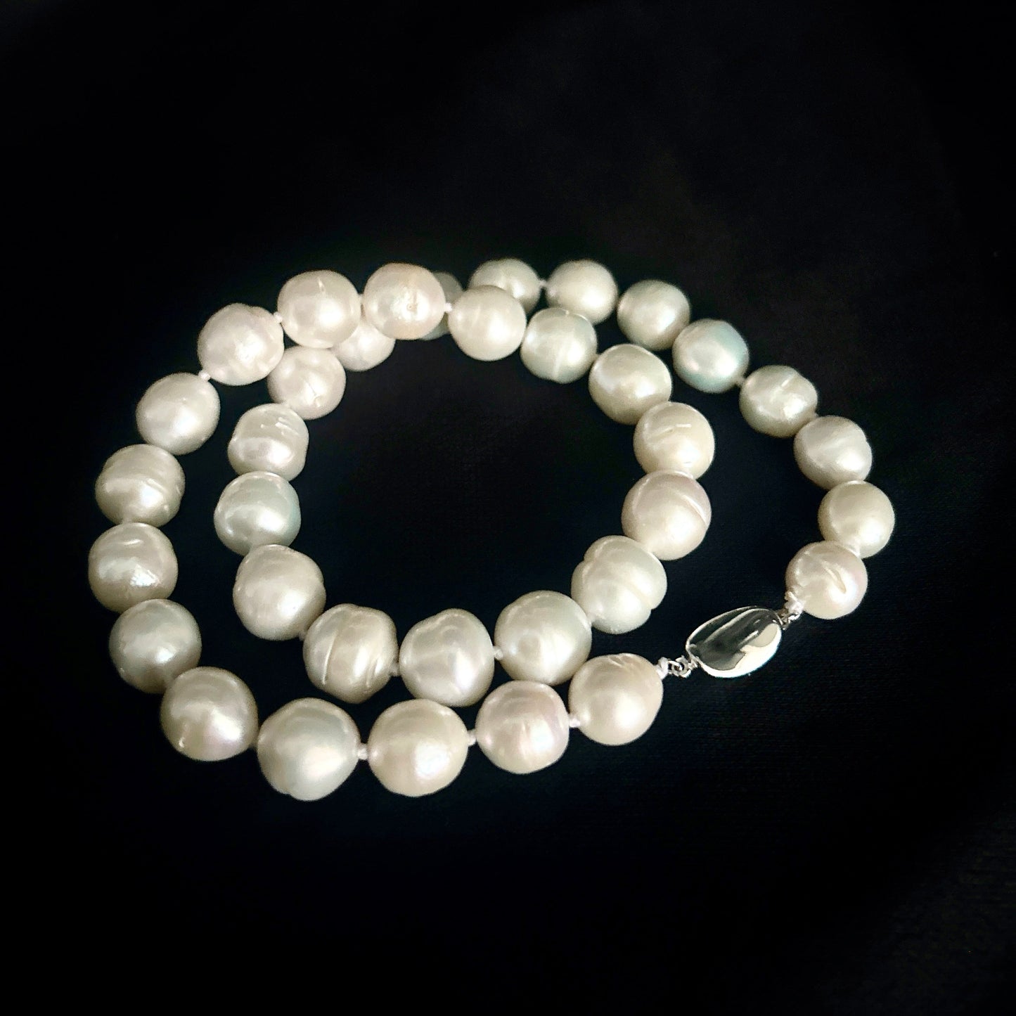 Elegant freshwater pearl necklace S925 silver, Baroque round pearls, vintage luxury, fashion accessories, June Birthstone, the perfect gift for everyday parties, Valentine's Day 【NK-XL2501-White-04】