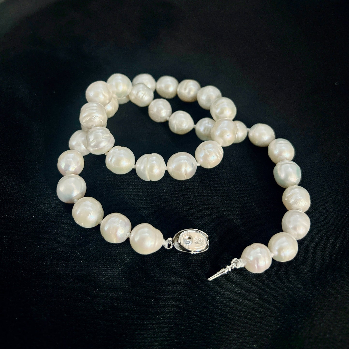 Elegant freshwater pearl necklace S925 silver, Baroque round pearls, vintage luxury, fashion accessories, June Birthstone, the perfect gift for everyday parties, Valentine's Day 【NK-XL2501-White-04】