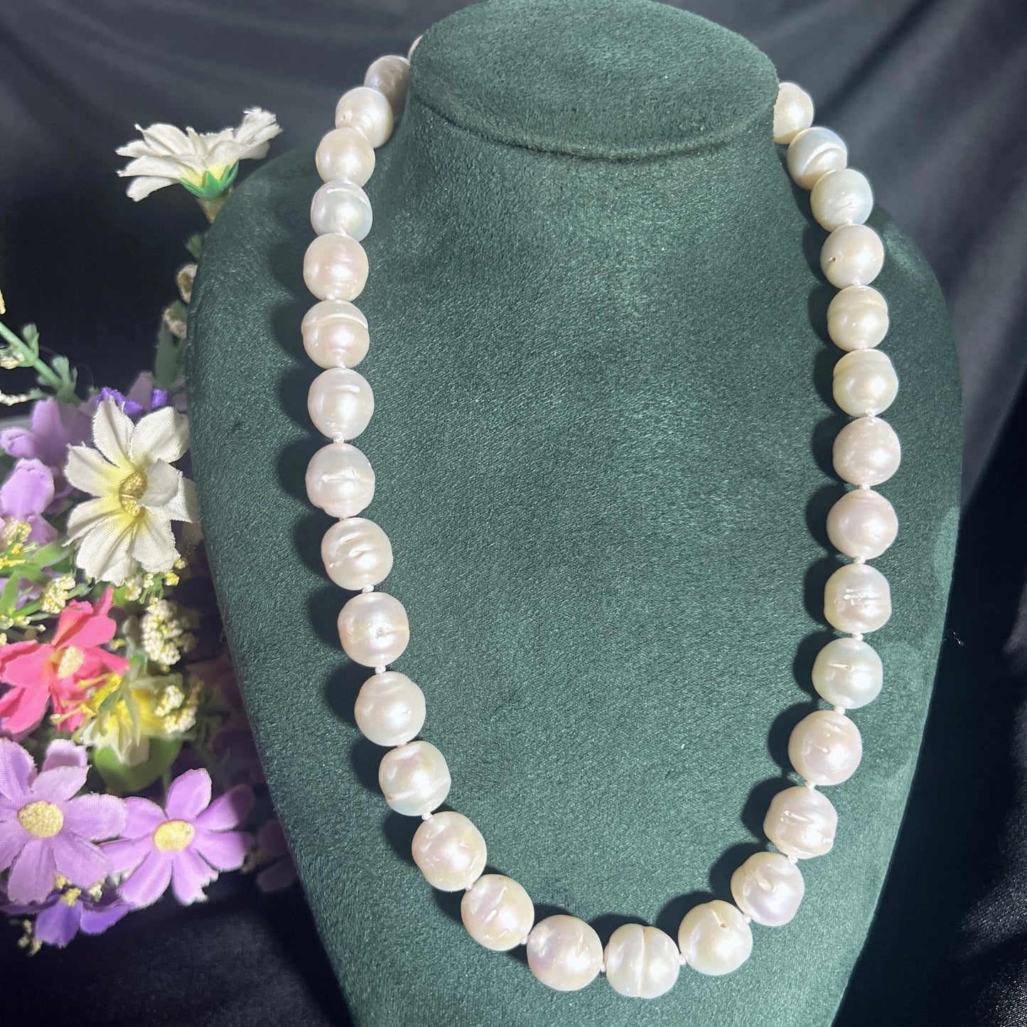 Elegant freshwater pearl necklace S925 silver, Baroque round pearls, vintage luxury, fashion accessories, June Birthstone, the perfect gift for everyday parties, Valentine's Day 【NK-XL2501-White-04】