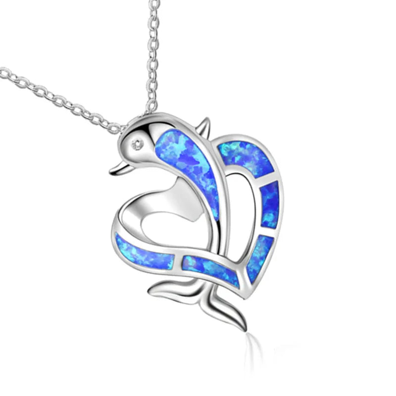 $3 to $9.99 retailer Fashion Blue Opal Sea Turtle Pendant Necklaces for Women