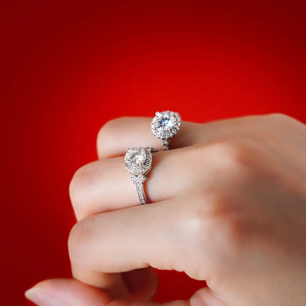 1ct Moissanite Ring Heart Star Fine Moissanite Rings S925 Sterling Silver Engagement Diamond Women Rings