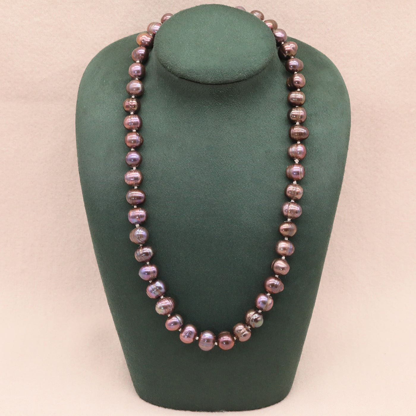 Vintage Boho Freshwater Pearl Necklace with 925 Silver Clasp, June Birthstone Elegant Jewelry, No Plating, Ideal for Gifts – Versatile Accessory for Parties【NK-XL2501Brown-01】