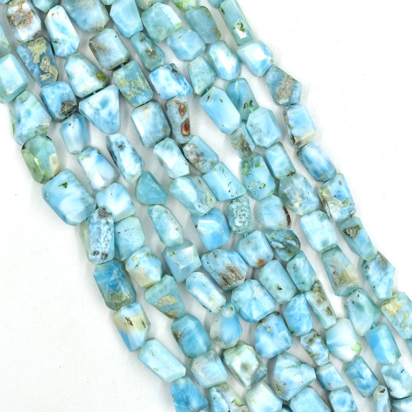 Larimar Raw Nuggets Shape Beads Strand, Faceted Loose Gemstone For Making Necklace