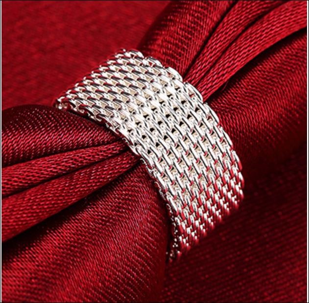 3 pcs. Handcrafted mesh bracelet-earring-ring gift set - Providence silver gold jewelry usa