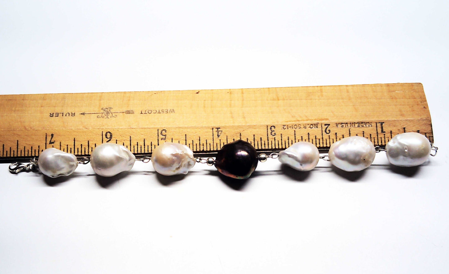 7.75 inch baroque pearl bracelet handcrafted in our shop solid sterling silver materials - Providence silver gold jewelry usa