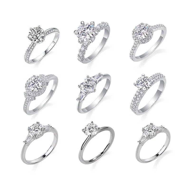 1ct Moissanite Ring Heart Star Fine Moissanite Rings S925 Sterling Silver Engagement Diamond Women Rings