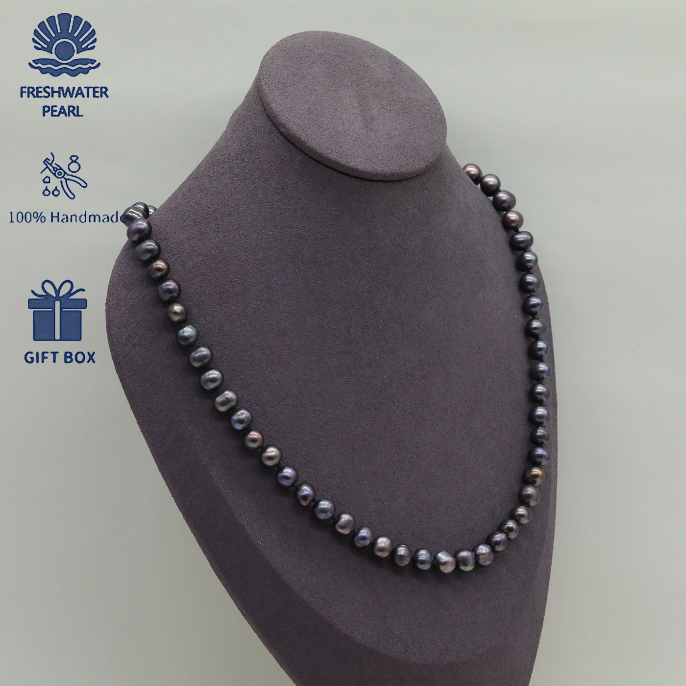 Classic Elegant Purple Colored Freshwater Pearl Necklace with Magnetic clapper Luxury Handmade 20.8inch long Freshwater Pearl necklace Fashion jewelry for men and women, with gift box, ideal holiday gift【XL-2412purple-02】