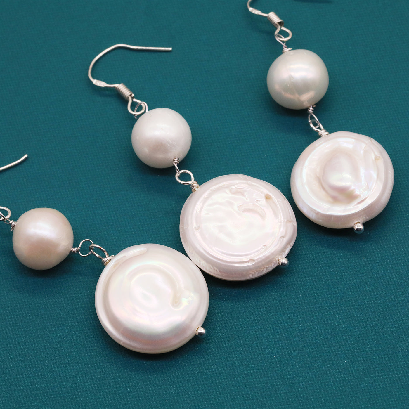 Baroque Fresh Water Pearl Earrings 18mm Fresh Water Pearl sparkling French earrings for everyday wear, festive occasions, anniversaries, birthdays, Christmas gifts, Valentine's Day gifts, random gift box style【EH-2501White-01】
