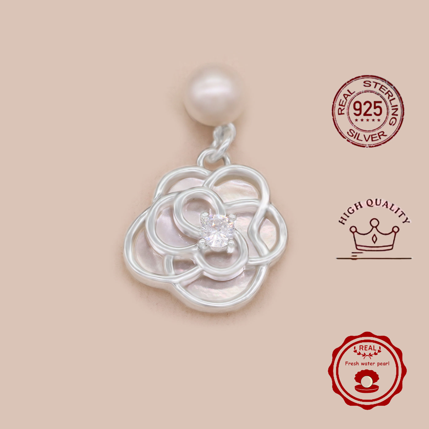 Elegant S925 Sterling Silvery & Freshwater Pearl Flower Stud Earrings - Luxurious Zirconia Accents, Perfect for Daily Wear & Special Occasions【NK-EH2501White-03】