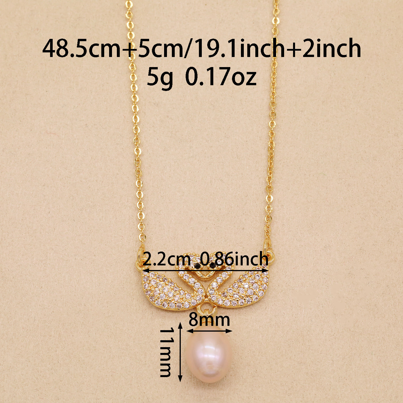 Elegant Fresh Water Pearl Double Swan Pendant Necklace Handmade 100% fresh water pearl pendant necklace with gift box, perfect for everyday, wedding and festival wear everything fresh water pearl pendant necklace【XL-2502Golden-03】