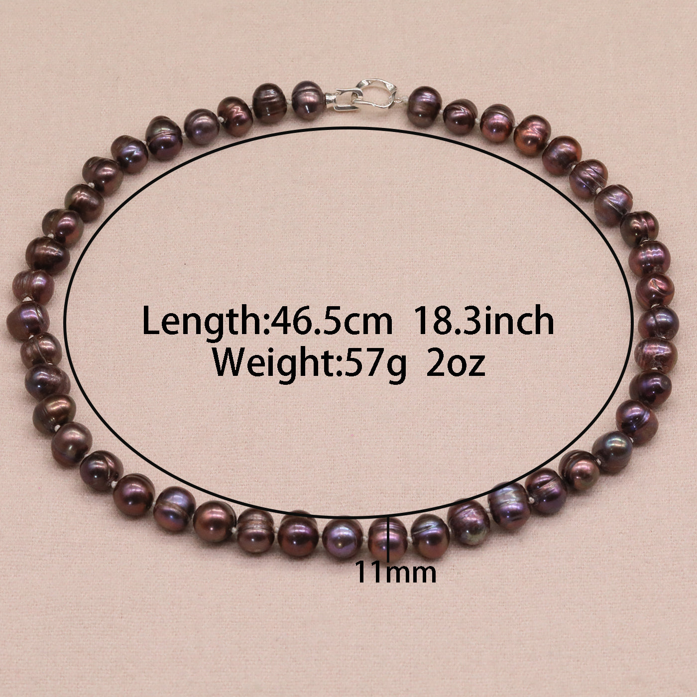 Vintage Boho Freshwater Pearl Necklace with 925 Silver Clasp, June Birthstone Elegant Jewelry, No Plating, Ideal for Gifts – Versatile Accessory for Parties【NK-XL2501Brown-01】