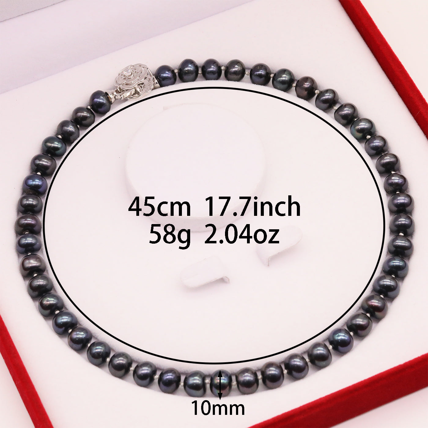 10mm Natural Black Freshwater Pearl necklace Creative Simple 17.7inch long freshwater pearl necklace for everyday wear and special occasions, including gift boxes【XL-2502Black-02S】