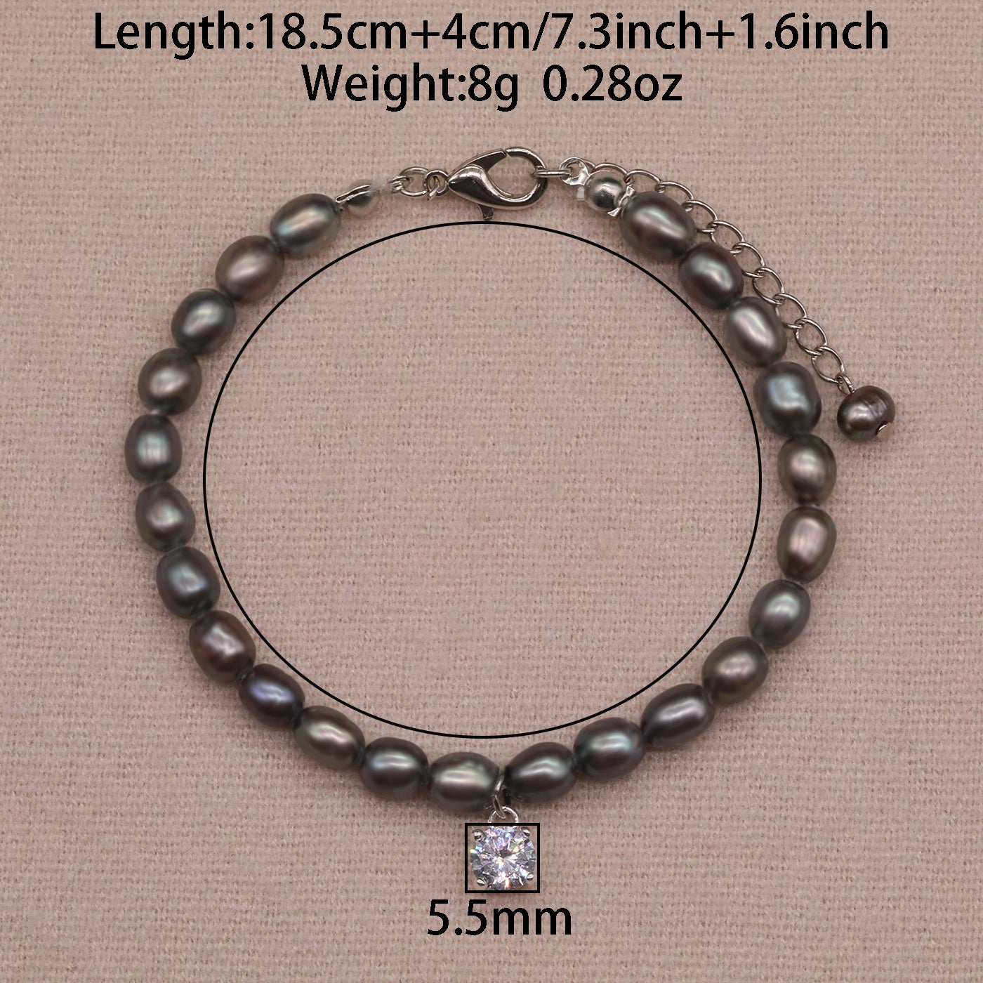Exquisite Fresh Water Pearl with Zircon Necklace Earrings Bracelet Anklet Four piece Set Luxurious Elegant Zircon Fresh Water Pearl set ideal for Christmas, Valentine's Day and Thanksgiving gifts, suitable for everyday, wedding and birthday