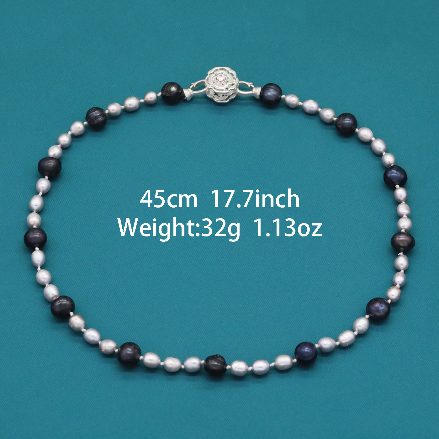 100% handmade 17.7inch long Freshwater Pearl Necklace Fashion design Men's and women's Freshwater Pearl necklace suitable for everyday, wedding, birthday party and anniversary【NK-XL2501Black-01】
