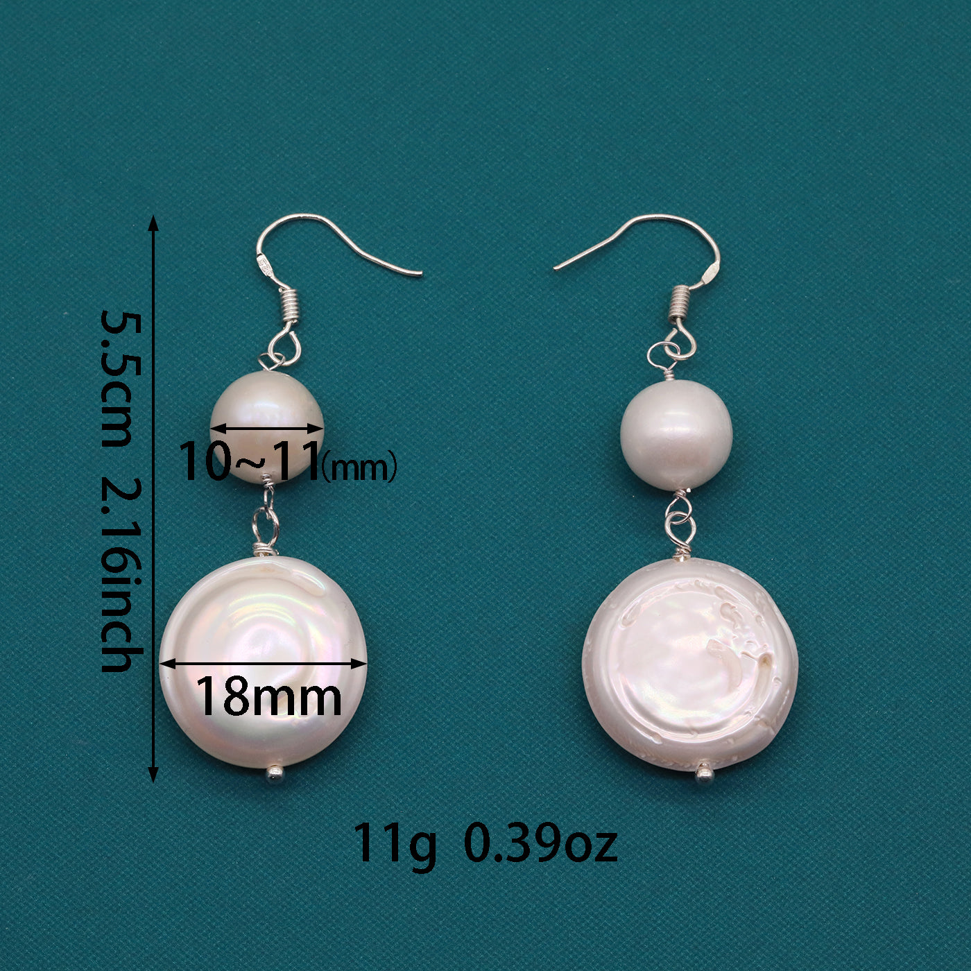 Baroque Fresh Water Pearl Earrings 18mm Fresh Water Pearl sparkling French earrings for everyday wear, festive occasions, anniversaries, birthdays, Christmas gifts, Valentine's Day gifts, random gift box style【EH-2501White-01】
