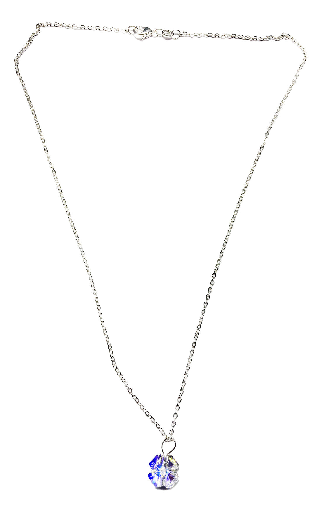 St. Patrick's Special Lucky 4 Leaf Clover Crystal Pendant on Sterling Silver Chain - Providence silver gold jewelry usa