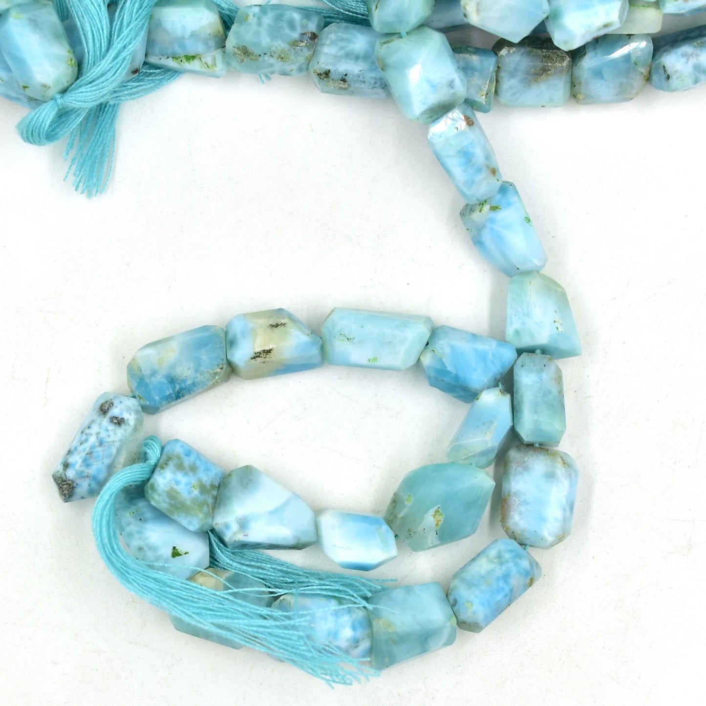 Larimar Raw Nuggets Shape Beads Strand, Faceted Loose Gemstone For Making Necklace
