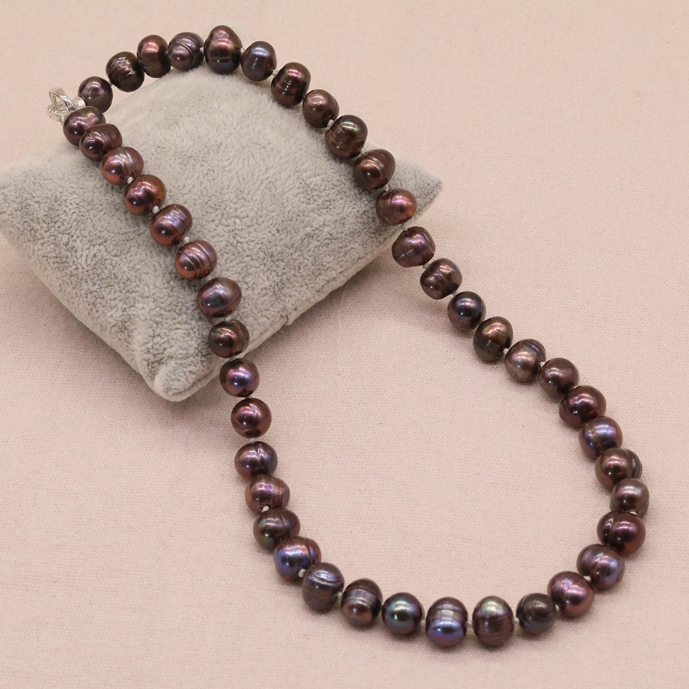 Vintage Boho Freshwater Pearl Necklace with 925 Silver Clasp, June Birthstone Elegant Jewelry, No Plating, Ideal for Gifts – Versatile Accessory for Parties【NK-XL2501Brown-01】