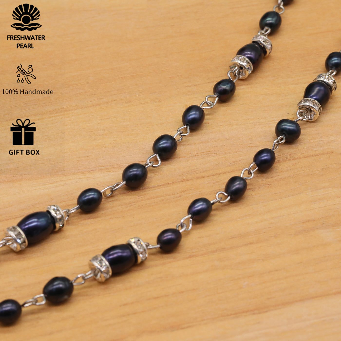An elegant 100% handmade natural freshwater pearl necklace earring set, ideal for Christmas, Valentine's Day holiday gifts, perfect for everyday, birthday parties and anniversaries【NK-XL2501Purple-03】