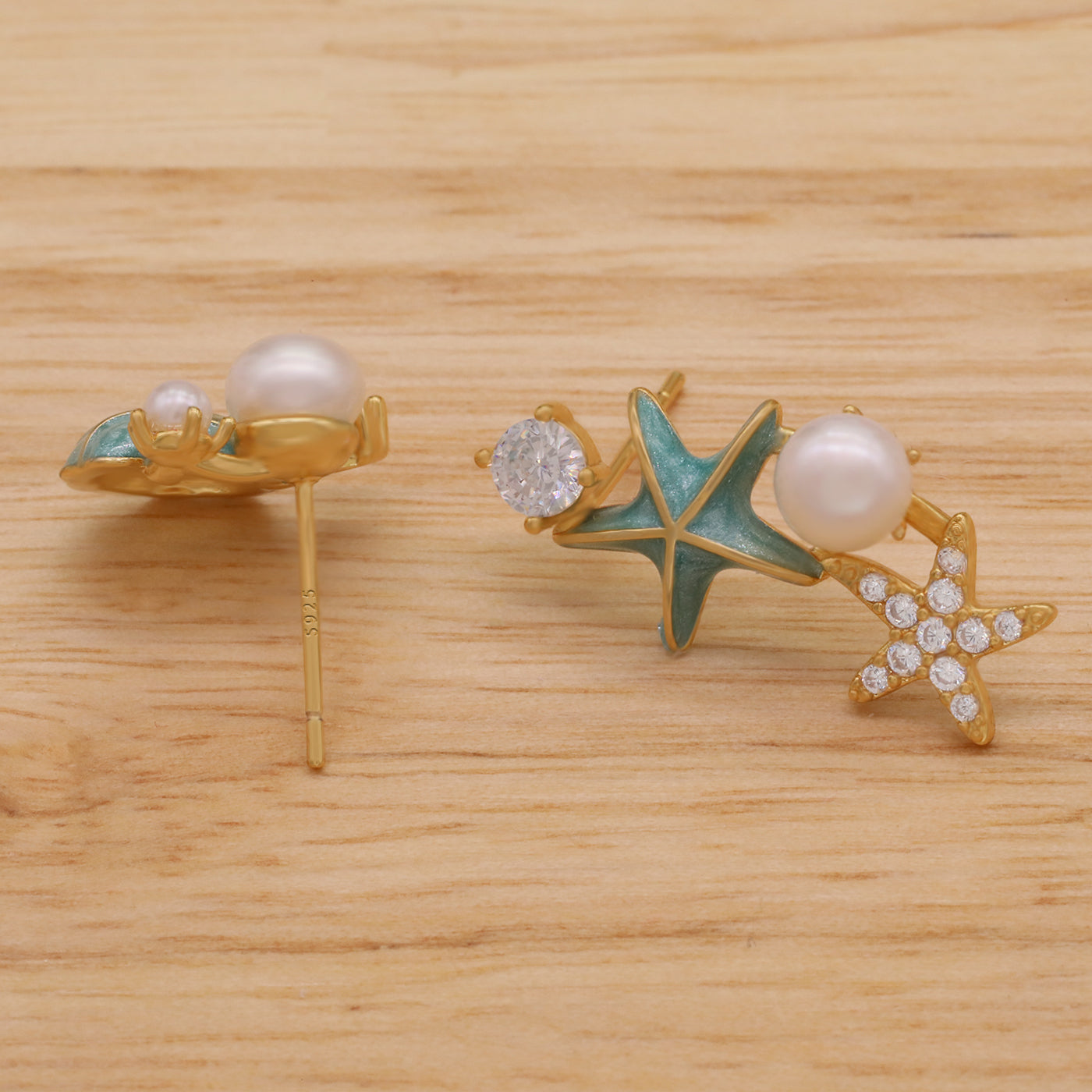Elegant Starfish & Freshwater Pearl Stud Earrings - 925 Sterling Silvery, Perfect for Daily Wear & Special Occasions