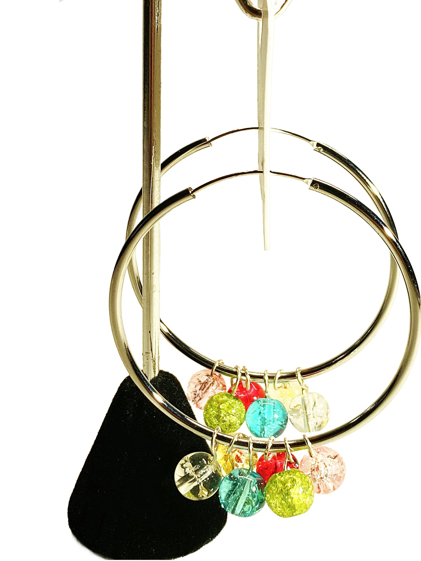 925 50mm STERLING SILVER ENDLESS HOOP WITH GENUINIE STONE BEADS