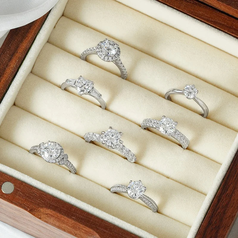 1ct Moissanite Ring Heart Star Fine Moissanite Rings S925 Sterling Silver Engagement Diamond Women Rings