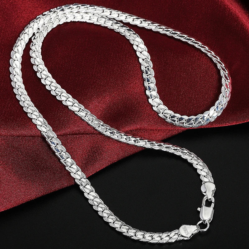 6 mm Sideway chain in 925 silver or 18K gold finish
