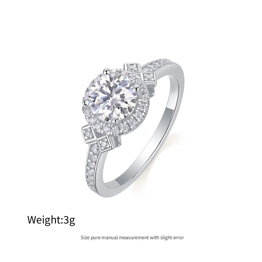 1ct Moissanite Ring Heart Star Fine Moissanite Rings S925 Sterling Silver Engagement Diamond Women Rings