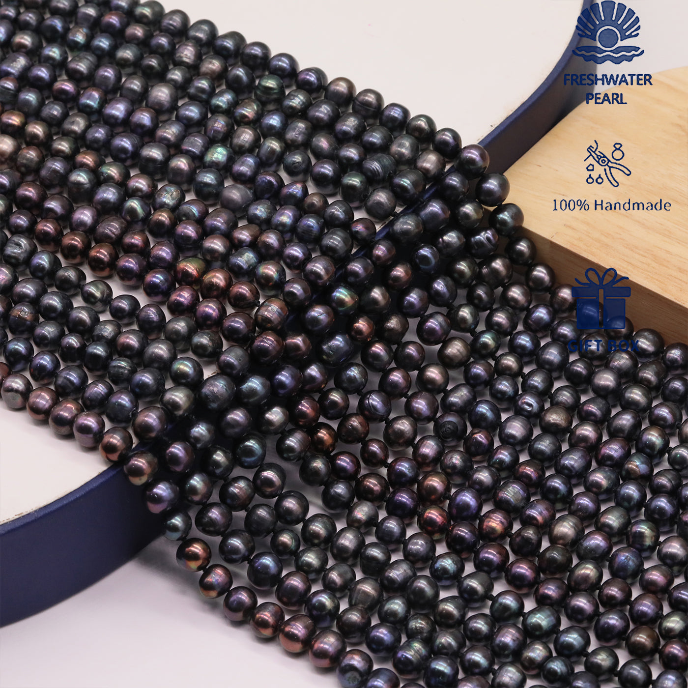 Classic Elegant Purple Colored Freshwater Pearl Necklace with Magnetic clapper Luxury Handmade 20.8inch long Freshwater Pearl necklace Fashion jewelry for men and women, with gift box, ideal holiday gift【XL-2412purple-02】