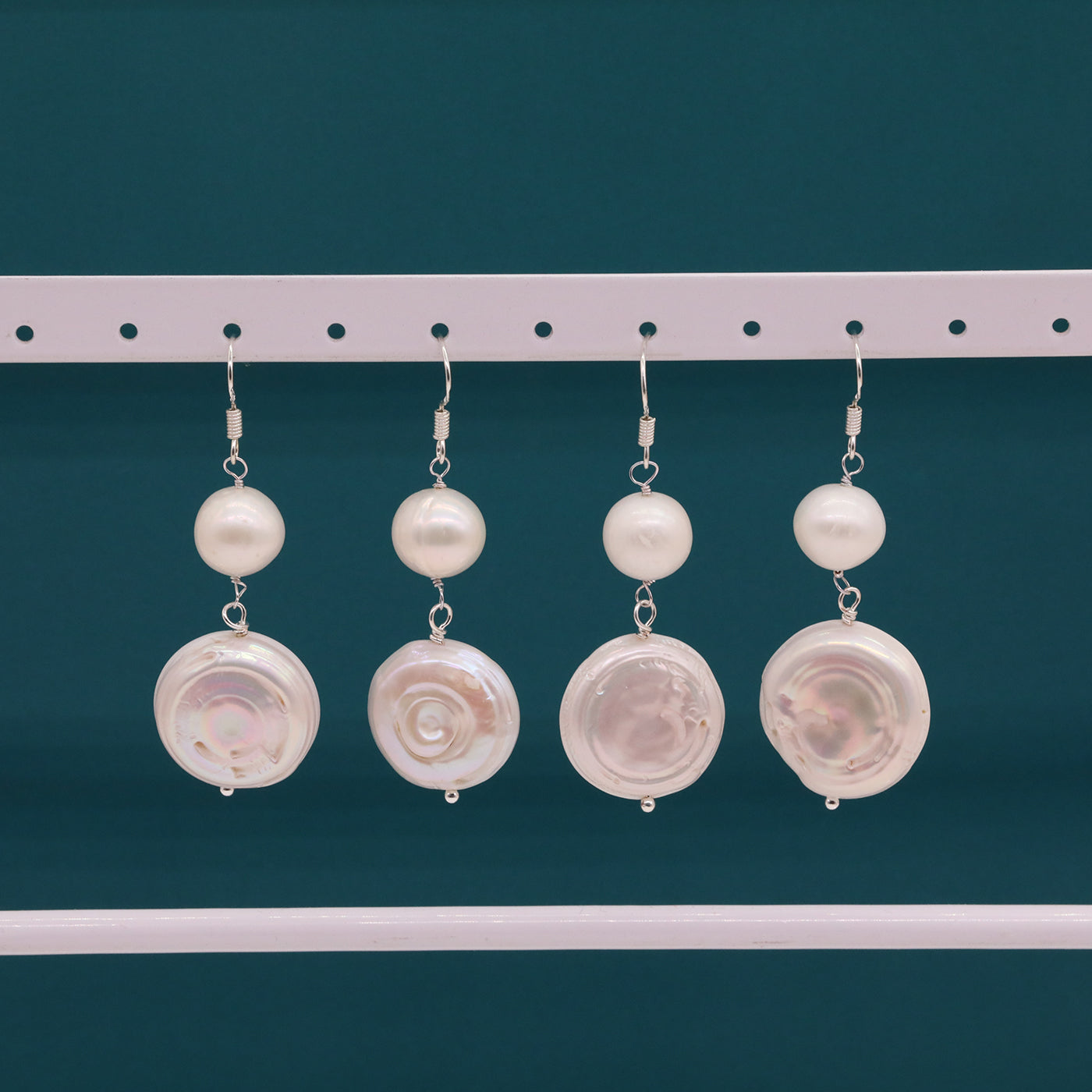 Baroque Fresh Water Pearl Earrings 18mm Fresh Water Pearl sparkling French earrings for everyday wear, festive occasions, anniversaries, birthdays, Christmas gifts, Valentine's Day gifts, random gift box style【EH-2501White-01】