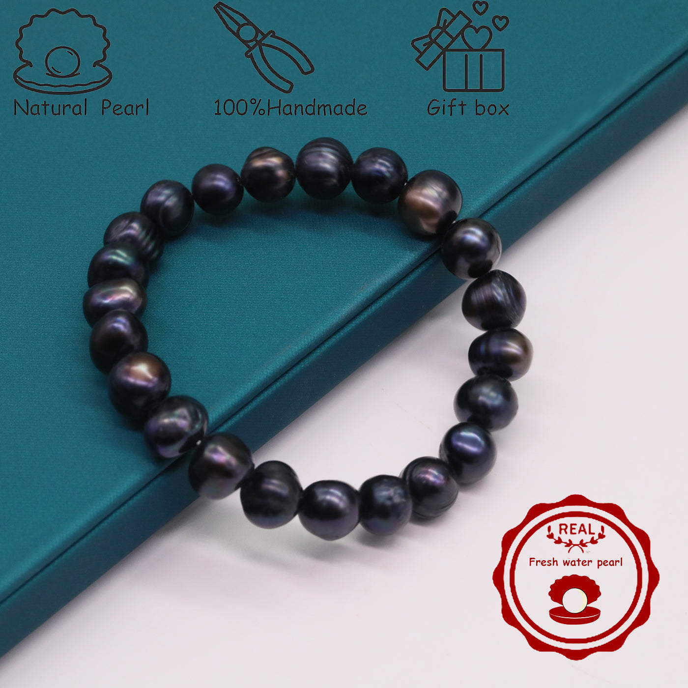 An elegant natural freshwater pearl bracelet 100% handmade black purple natural freshwater Pearl bracelet suitable for everyday wear party wear, ideal Valentine's Day gift【NK-SL2501Purple-01】