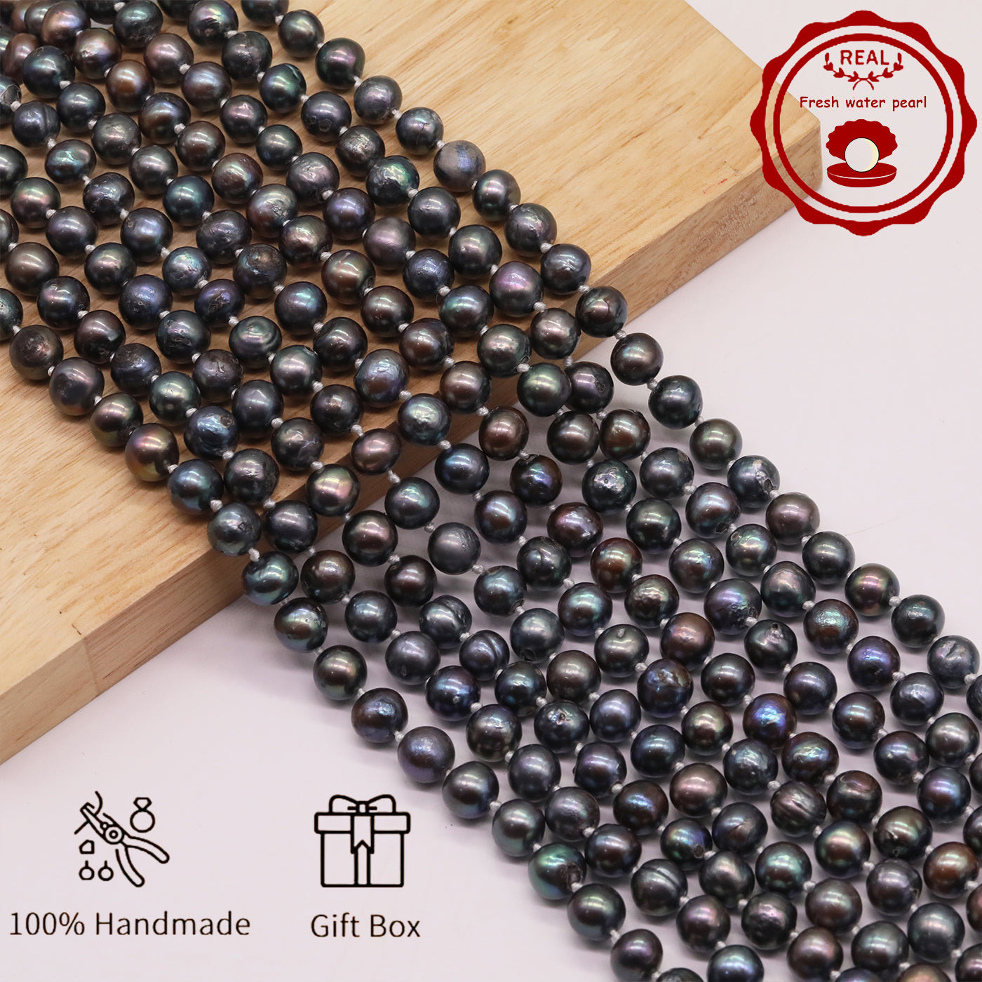 Handmade Freshwater Pearl Necklace for men and women Classic Vintage 20 year Old Large Old Pearl 17.7inch long Freshwater Pearl necklace Ideal for Valentine's Day gifts【NK-XL2501-Purple-02】