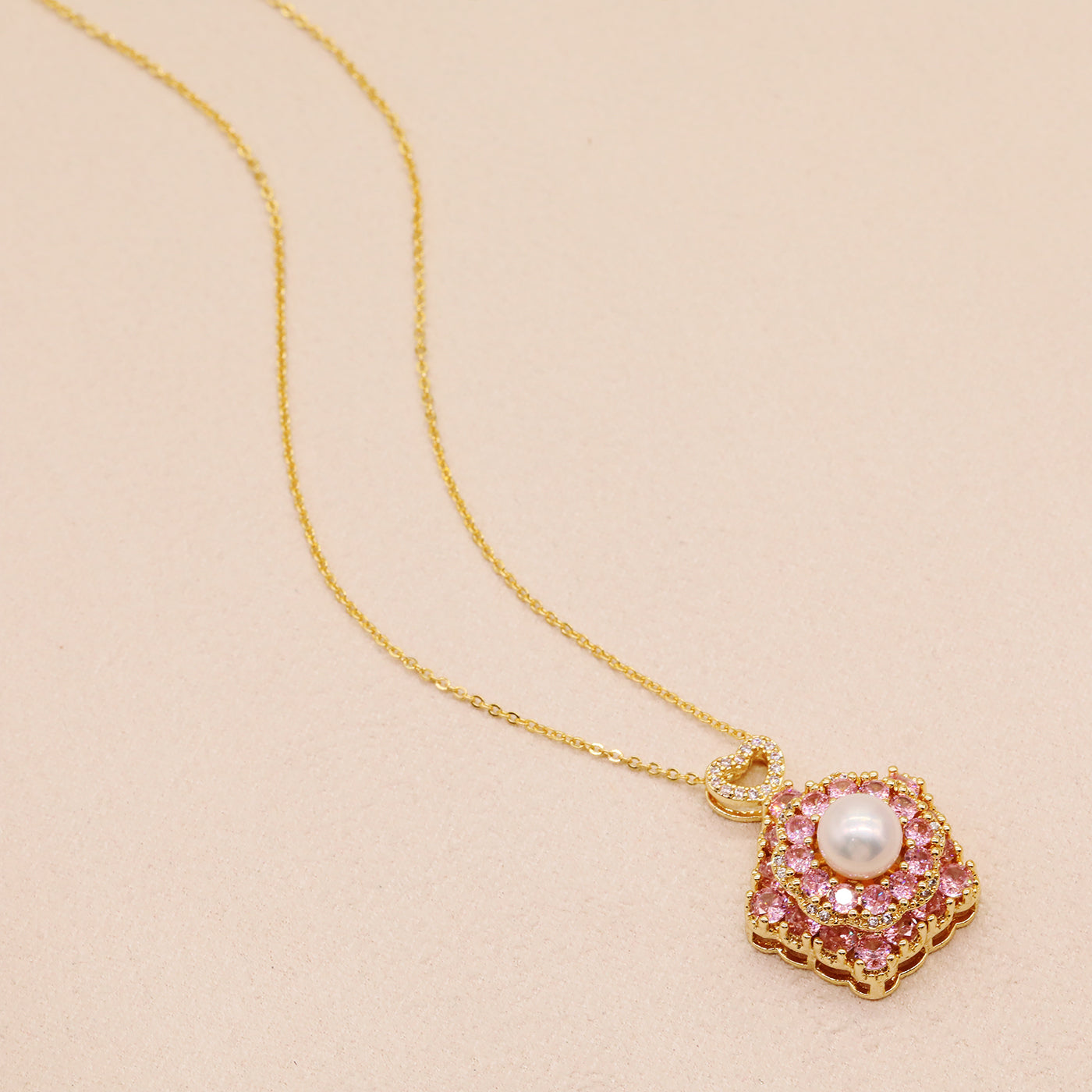 Creative Spin pink Zircon Fresh water Pearl pendant necklace Seasonal run fresh water pearl pendant necklace, with gift box, personality everything simple fresh water pearl pendant necklace, suitable for everyday, wedding and party