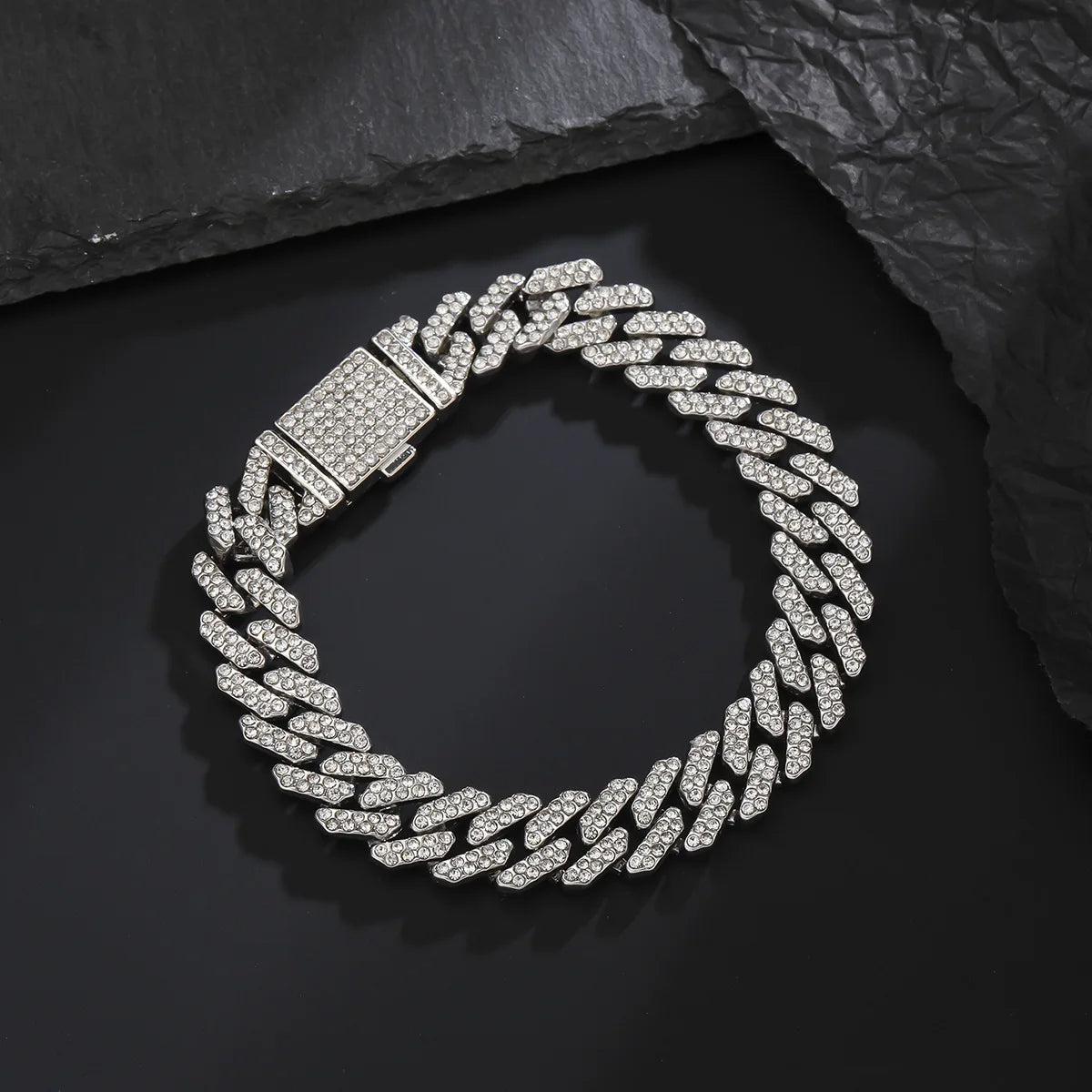 Wholesale 12mm Iced Cuban Link Chain Shiny Diamond necklaces and bracelets