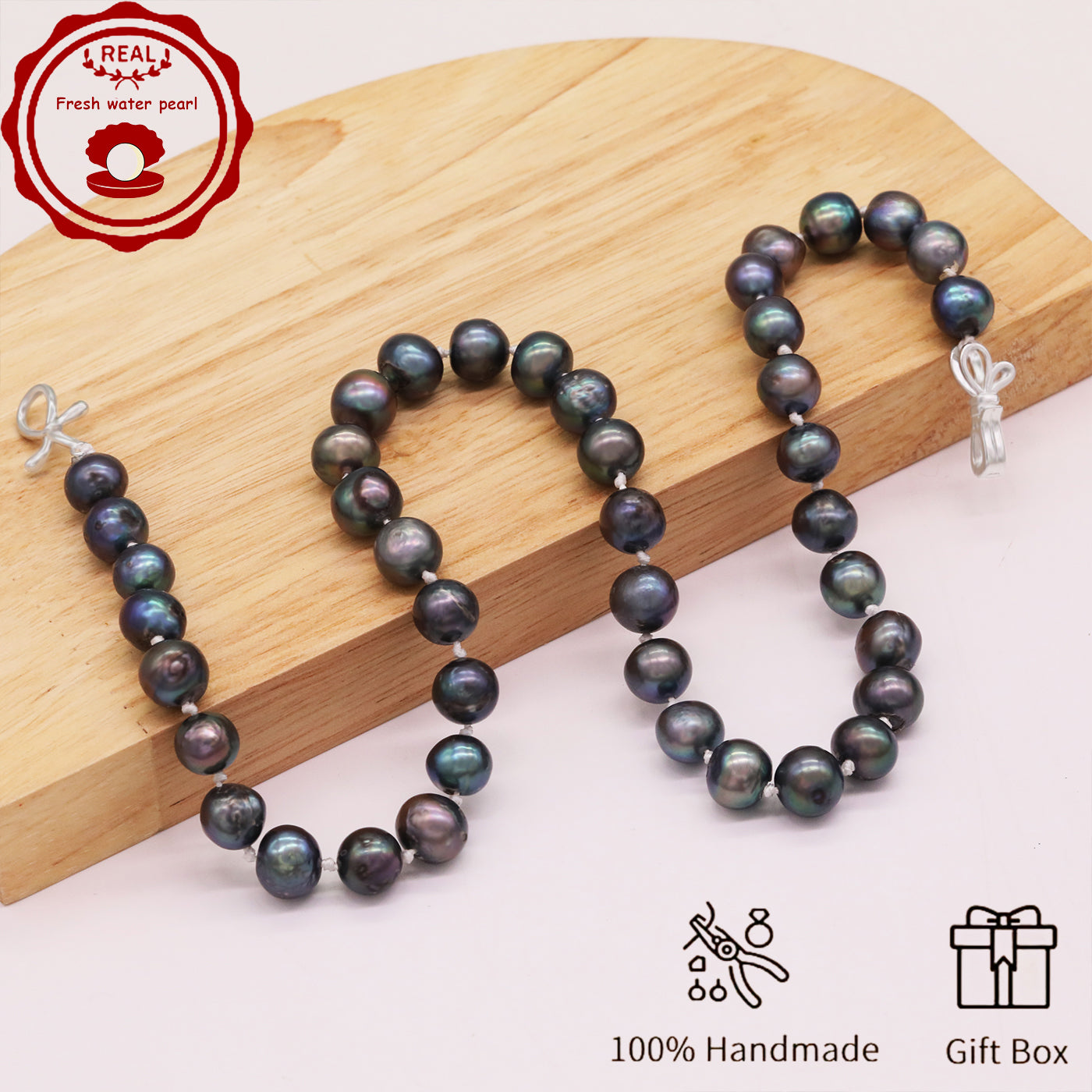 Handmade Freshwater Pearl Necklace for men and women Classic Vintage 20 year Old Large Old Pearl 17.7inch long Freshwater Pearl necklace Ideal for Valentine's Day gifts【NK-XL2501-Purple-02】