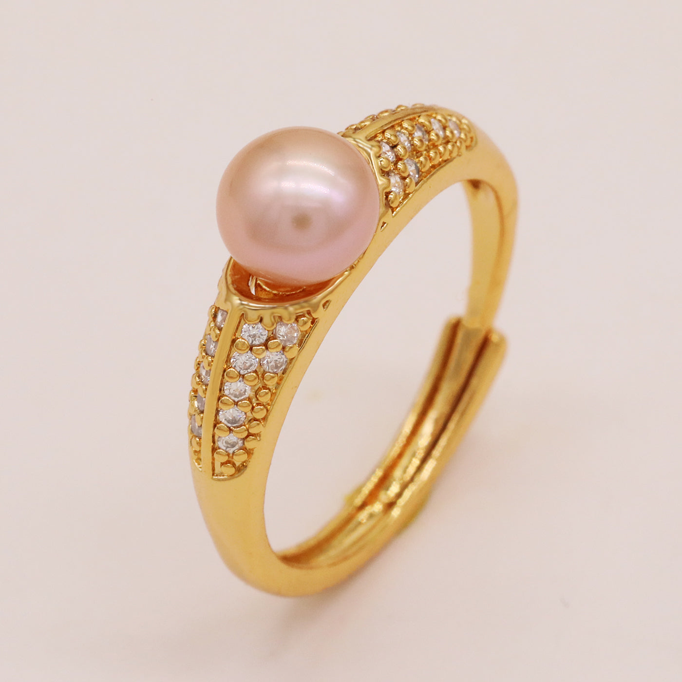 A 6-7mm Fresh water pearl ring, elegant fresh Water pearl ring, handmade fresh water pearl jewelry gift, with gift box, suitable for everyday, wedding parties and festivals