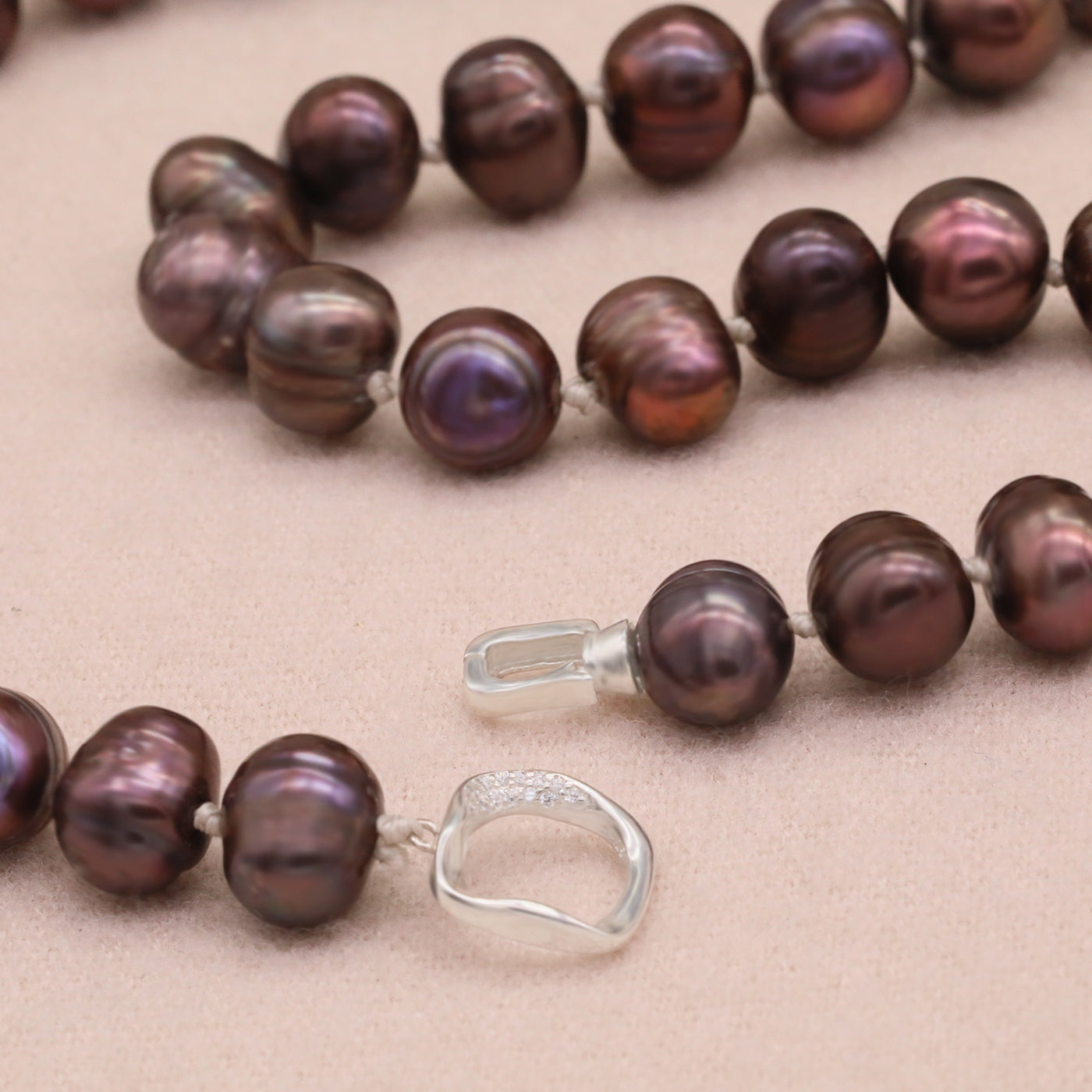 Vintage Boho Freshwater Pearl Necklace with 925 Silver Clasp, June Birthstone Elegant Jewelry, No Plating, Ideal for Gifts – Versatile Accessory for Parties【NK-XL2501Brown-01】