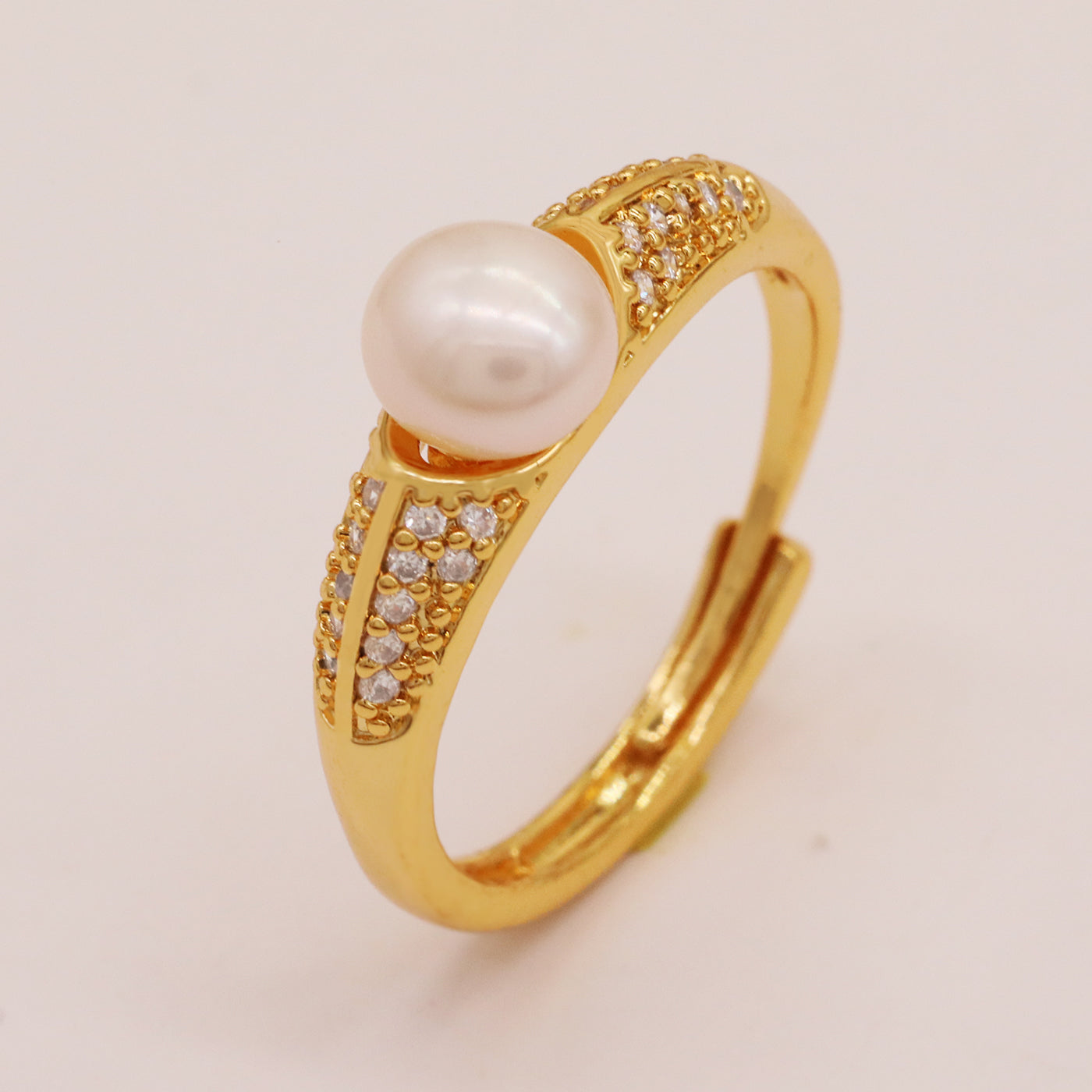 A 6-7mm Fresh water pearl ring, elegant fresh Water pearl ring, handmade fresh water pearl jewelry gift, with gift box, suitable for everyday, wedding parties and festivals