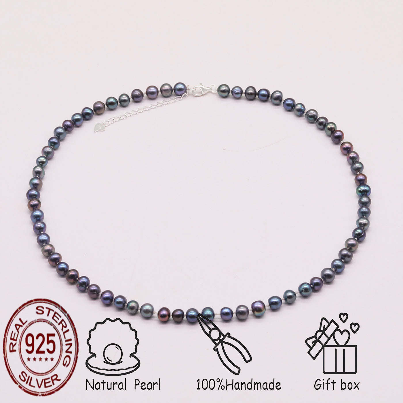 Elegant Handmade Freshwater Pearl Necklace in 925 Silvery - Perfect for Parties, Holidays & Gifts | Ideal for Women's Day, Mother's Day, Girlfriends & Friends