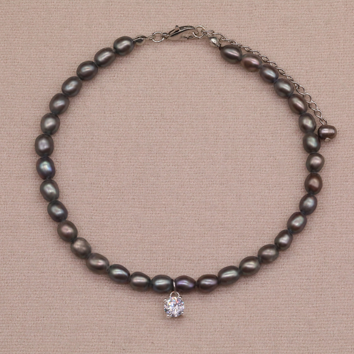 Exquisite Fresh Water Pearl with Zircon Necklace Earrings Bracelet Anklet Four piece Set Luxurious Elegant Zircon Fresh Water Pearl set ideal for Christmas, Valentine's Day and Thanksgiving gifts, suitable for everyday, wedding and birthday